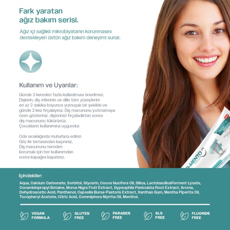 Bio-mento Diş Macunu Ağız Kokusu ve Dil Pasına Karşı Postbiyotikli