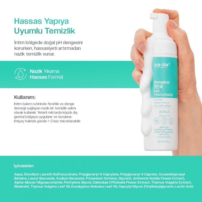 ya da Remedium  Sık Enfeksiyon Yaşayan Cilttlere Destek Fresh İntim Yıkama Köpüğü, 150 ml-150 ML