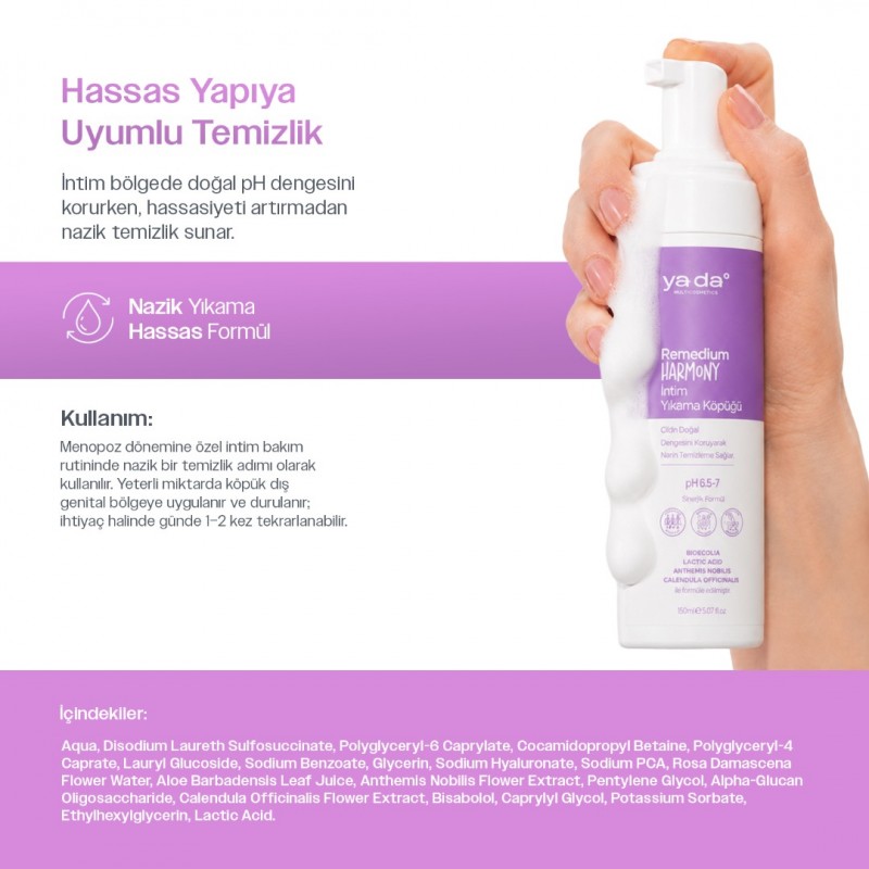ya da Remedium Harmony Menopoz Dönemine Uygun İntim  Yıkama Köpüğü-150 ML