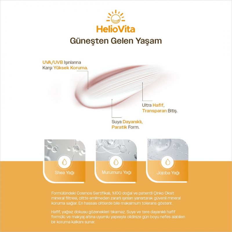 HelioVita %100 Mineral Güneşten Koruyucu Yoğunlaştırılmış Krem (15 g)